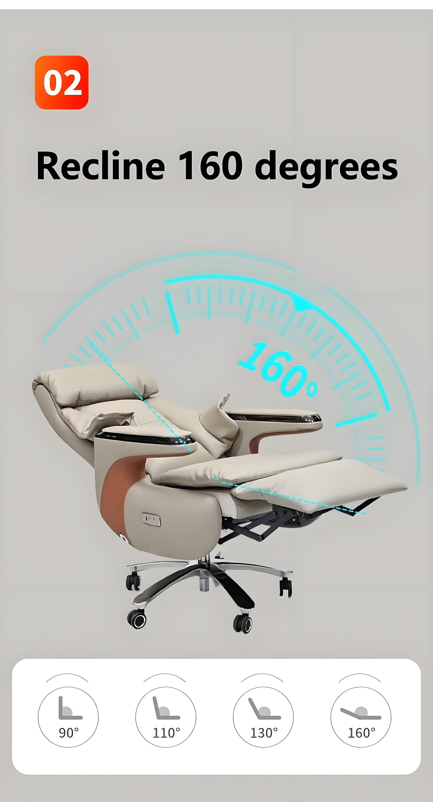 Home/Office，Ergonomic high-back electric office chair, made of breathable and comfortable cowhide