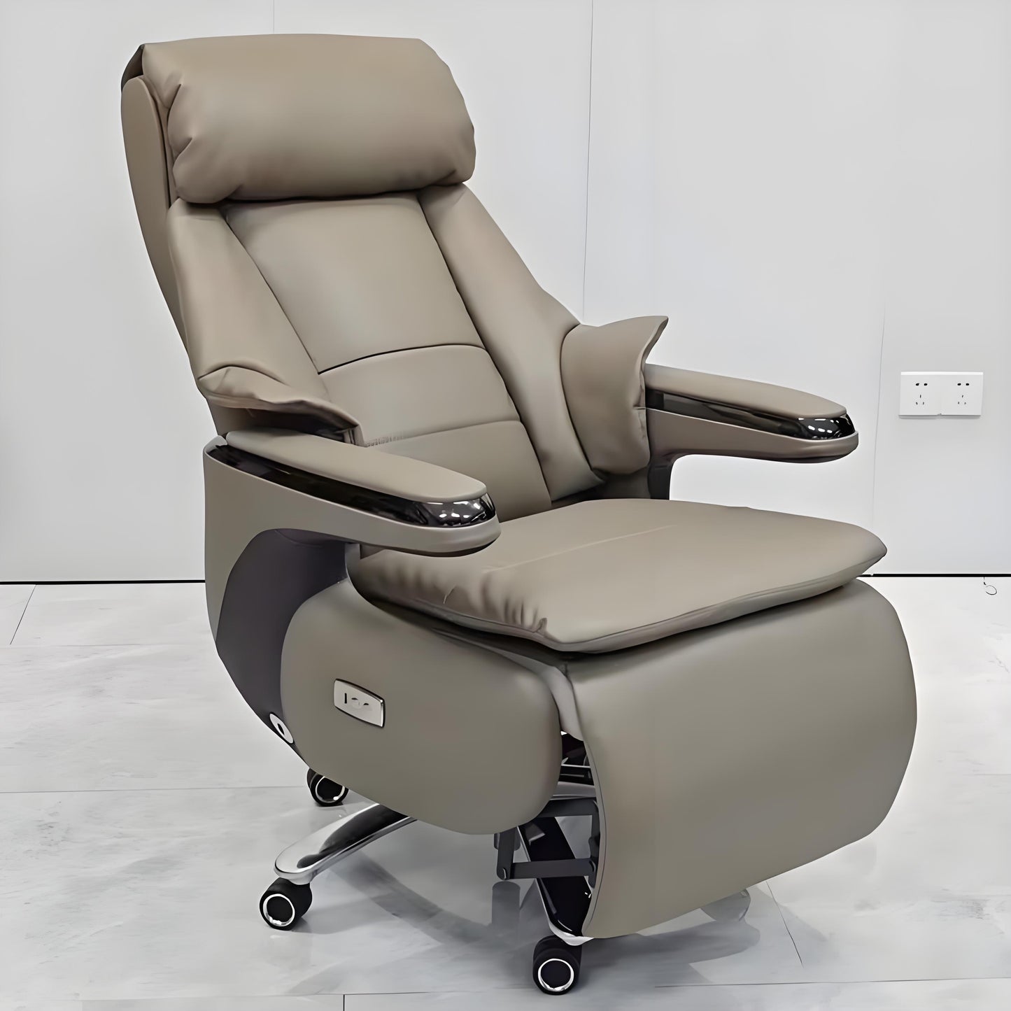 Home/Office，Ergonomic high-back electric office chair, made of breathable and comfortable cowhide