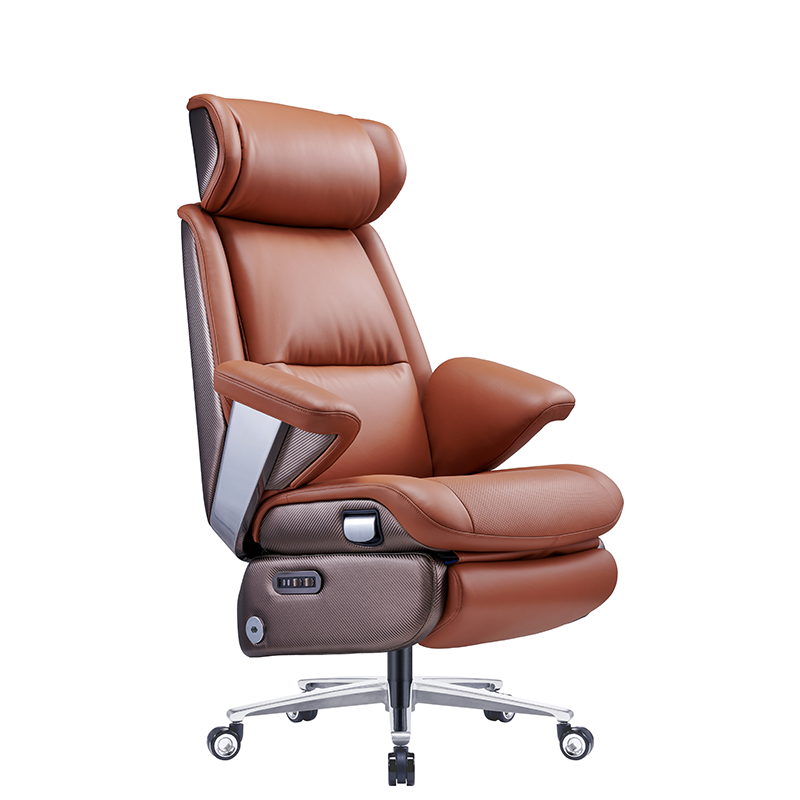 Home/Office，Electric reclining executive chair with nappa leather, walnut backrest and footrest