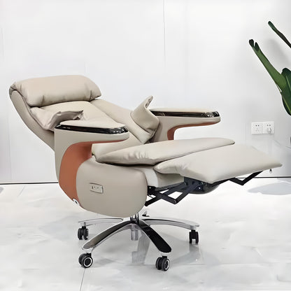 Home/Office，Ergonomic high-back electric office chair, made of breathable and comfortable cowhide