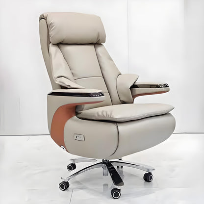 Home/Office，Ergonomic high-back electric office chair, made of breathable and comfortable cowhide