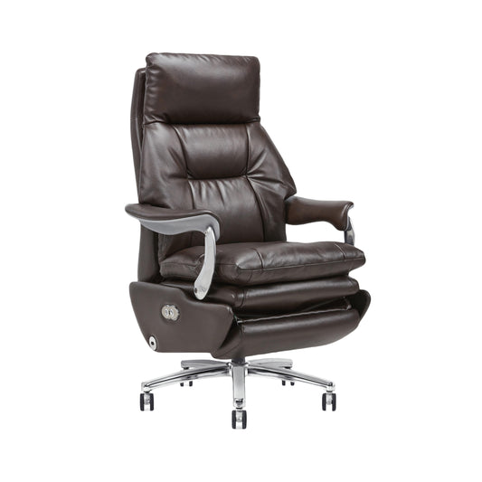 CEO high-back leather recliner with power massage and padded support