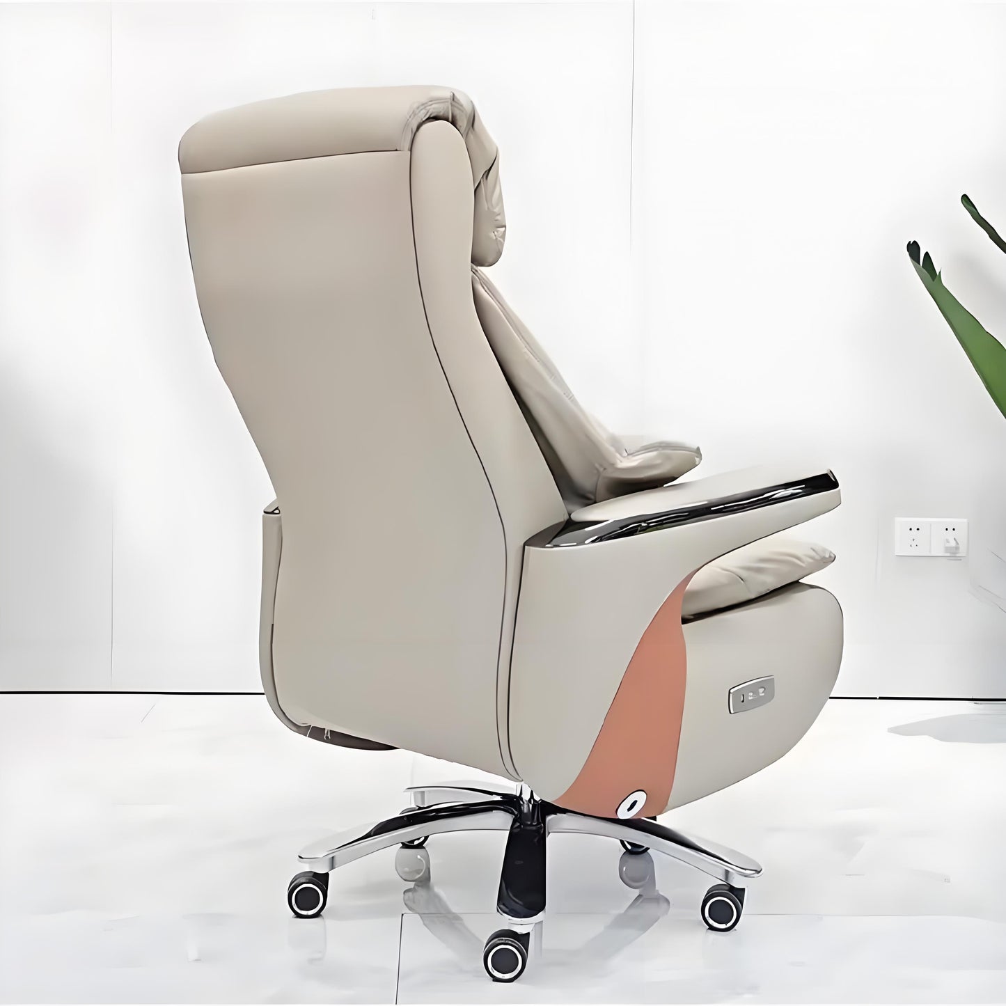 Home/Office，Ergonomic high-back electric office chair, made of breathable and comfortable cowhide