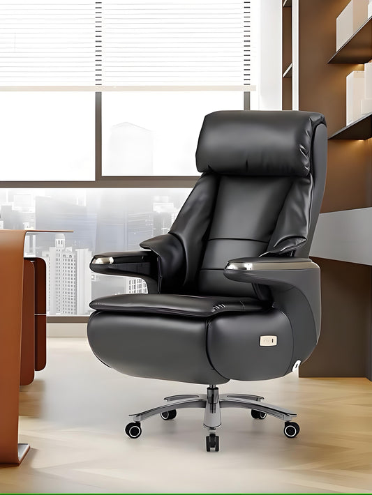 Ergonomic high-back CEO electric office chair, made of breathable and comfortable cowhide